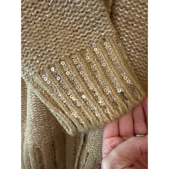 Anthropologie NWT Sparkle Wool Blend Layered Sweater Mini Dress Camel Size M - Picture 7 of 11